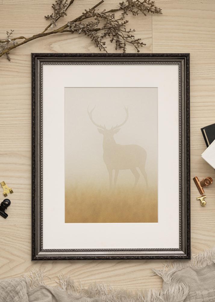 Ram med passepartou Frame Abisko Silver 70x100 cm - Picture Mount White 59.4x84 cm