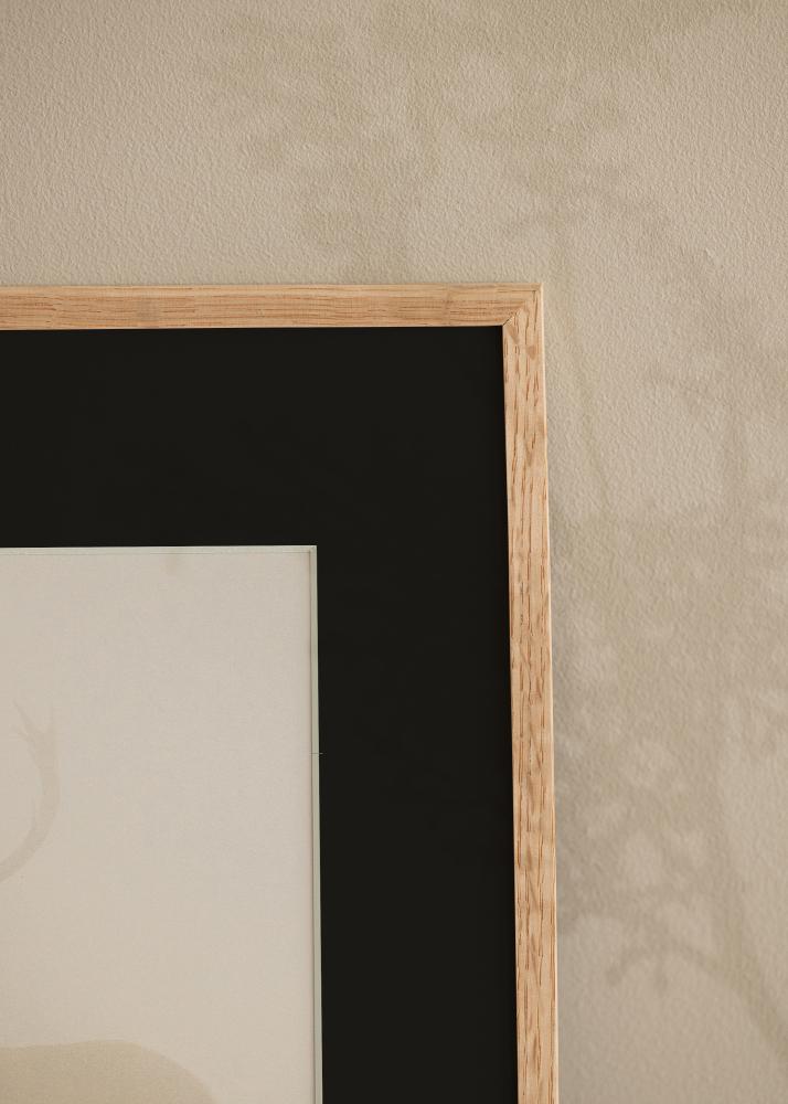 Ram med passepartou Frame Narrow Oak 35x50 cm - Picture Mount Black 11x17 inches