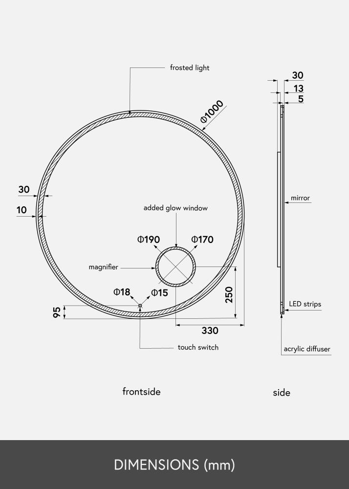 KAILA KAILA Mirror Circular Magnifying LED 100 cm Ø