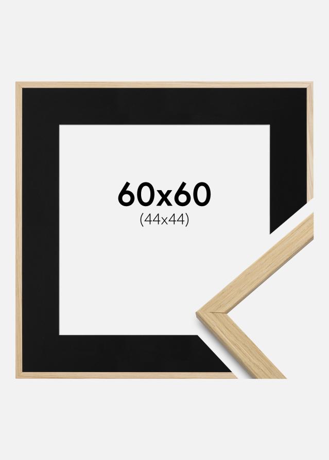 Ram med passepartou Frame Edsbyn Oak 60x60 cm - Picture Mount Black 45x45 cm