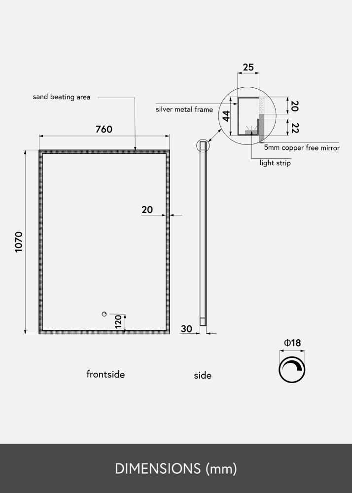 KAILA KAILA Mirror Corners III LED 76x107 cm