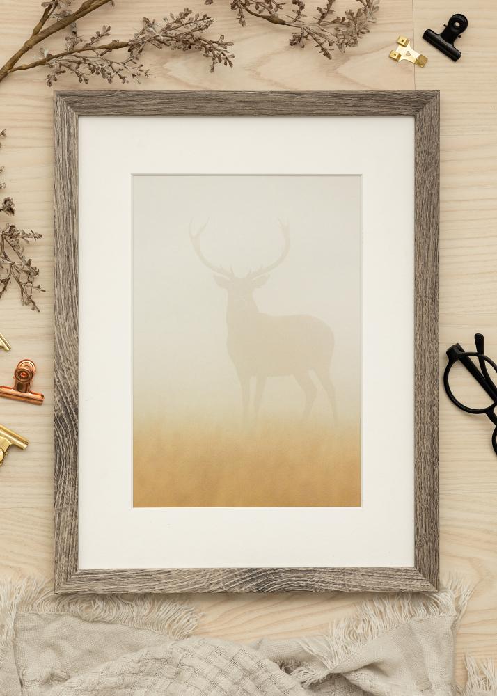 Ram med passepartou Frame Fiorito Walnut 50x60 cm - Picture Mount White 16x20 inches