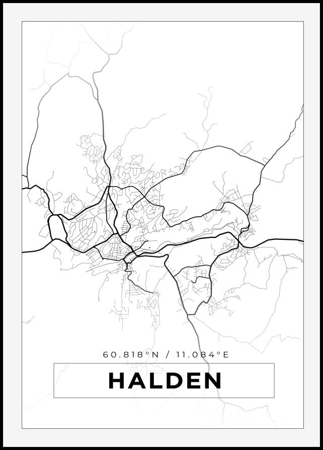 Bildverkstad Map - Halden - White Poster