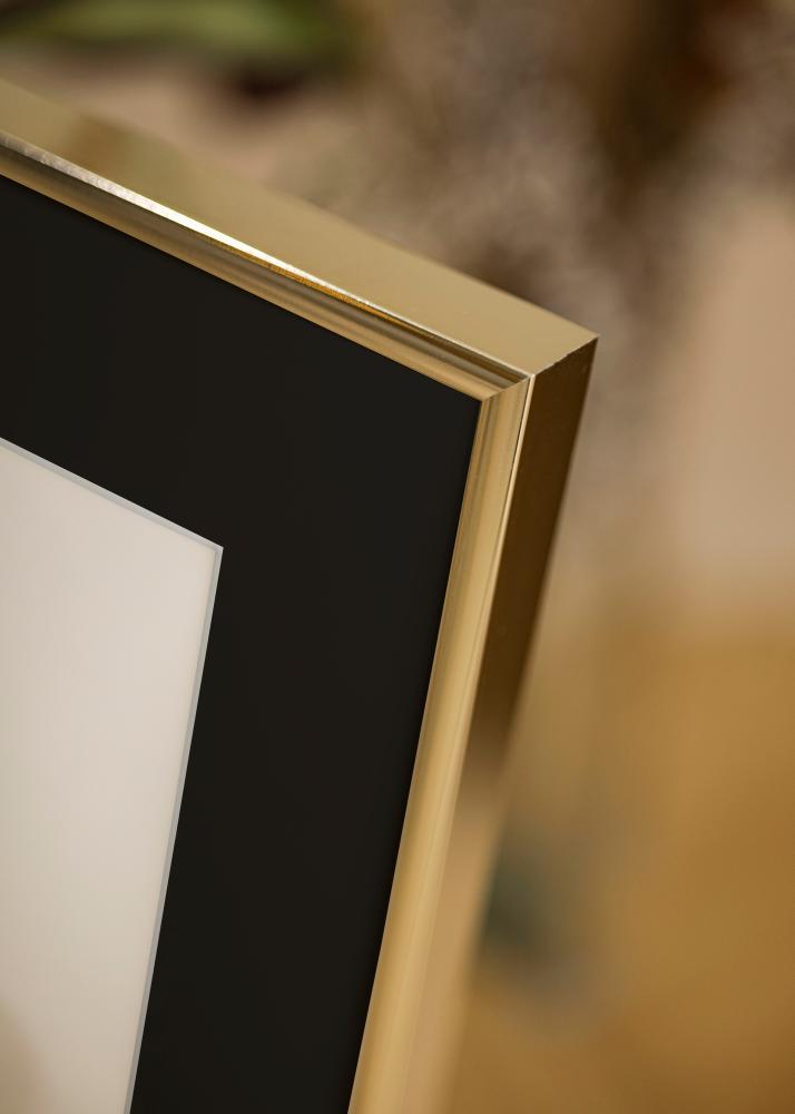 Ram med passepartou Frame Aluminium Shiny Gold 50x50 cm - Picture Mount Black 40x40 cm