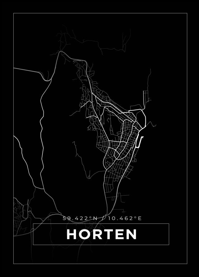 Bildverkstad Map - Horten - Black Poster