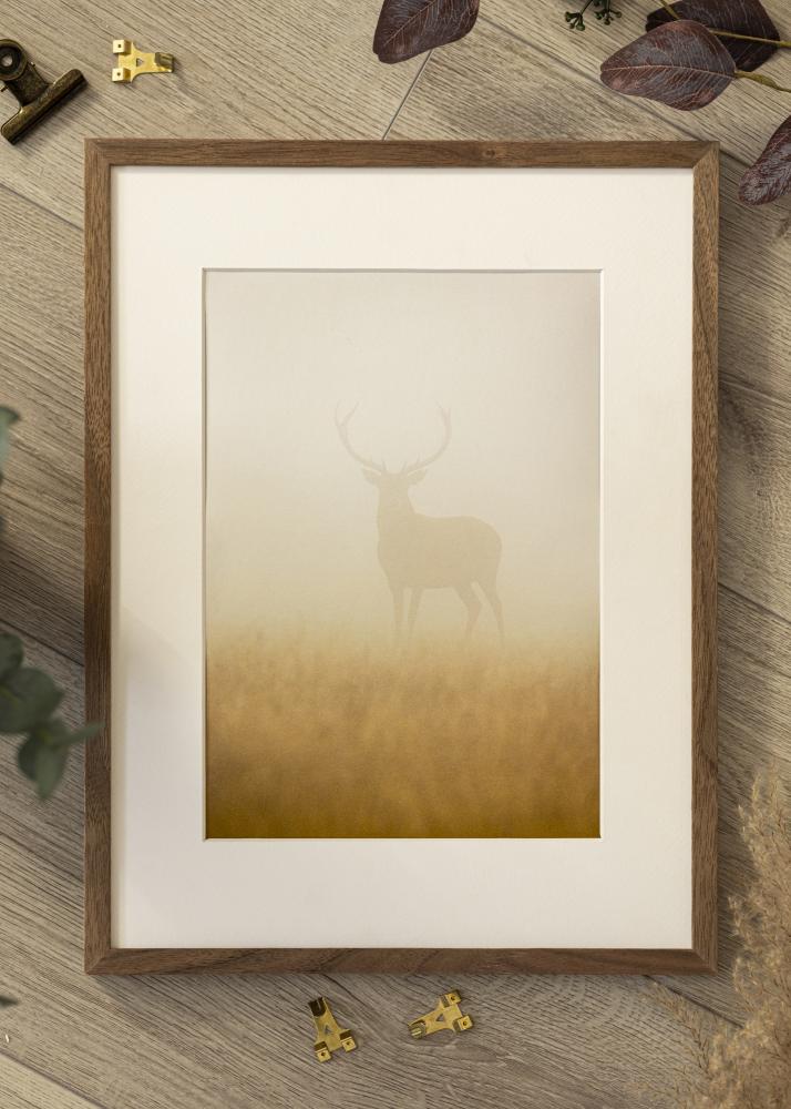 Ram med passepartou Frame Soul Walnut Veneer 40x50 cm - Picture Mount White 29.7x42 cm (A3)