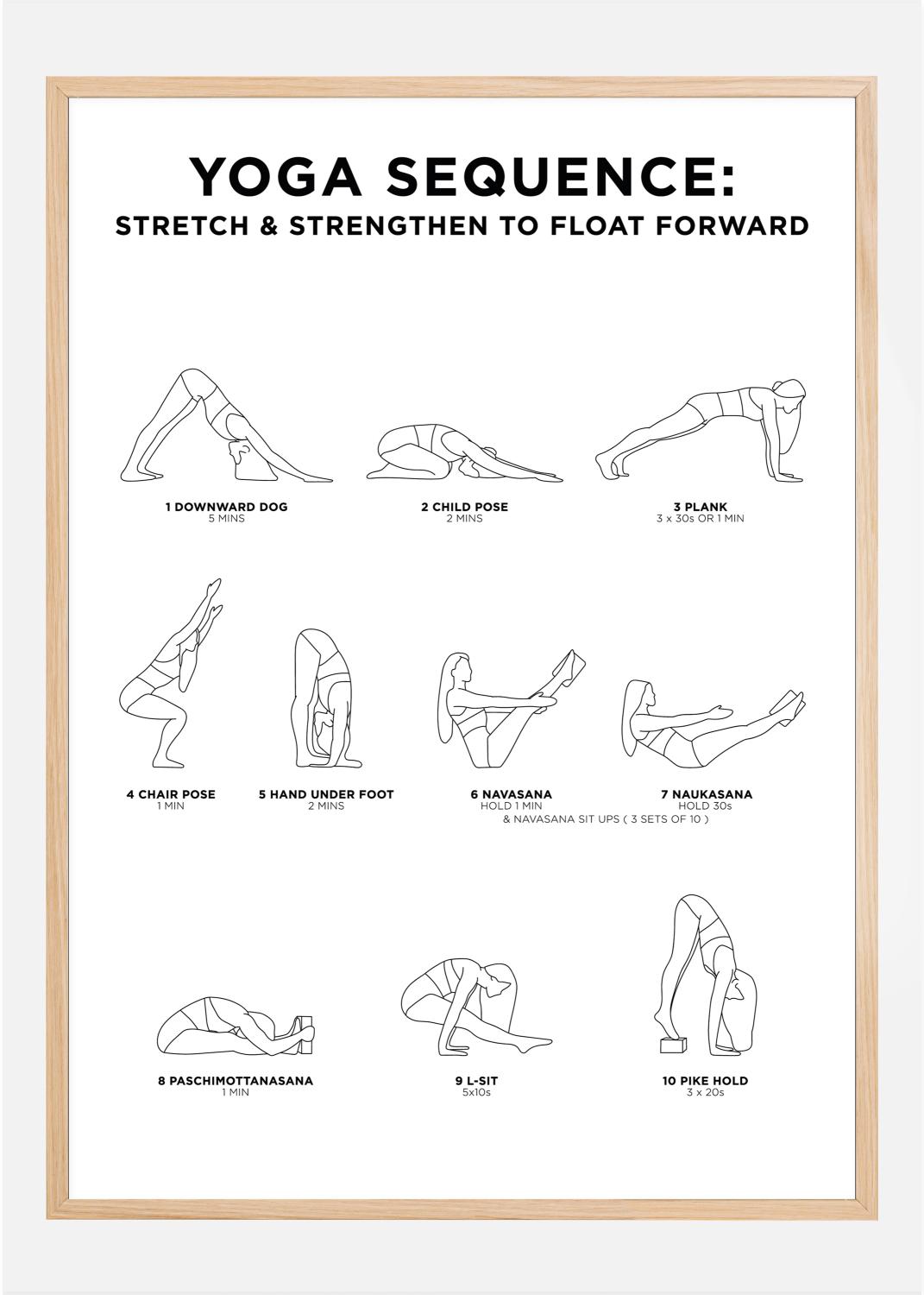 Product Image for Yoga Sequence - Stretch &amp; Strengthen To Float Forward - White Poster (21x29.7 cm (A4))