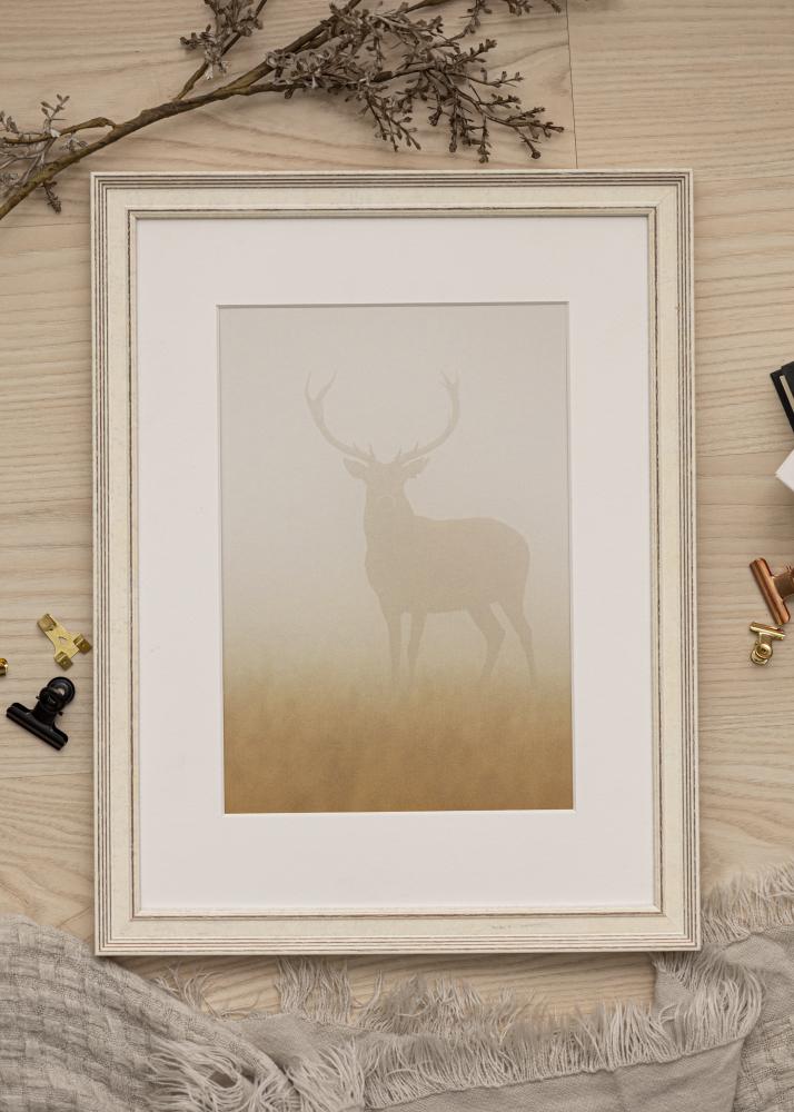 Ram med passepartou Frame Shabby Chic White 40x50 cm - Picture Mount White 27x35 cm