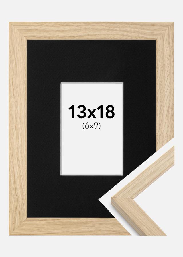 Ram med passepartou Frame Grimsåker Oak 13x18 cm - Picture Mount Black 7x10 cm