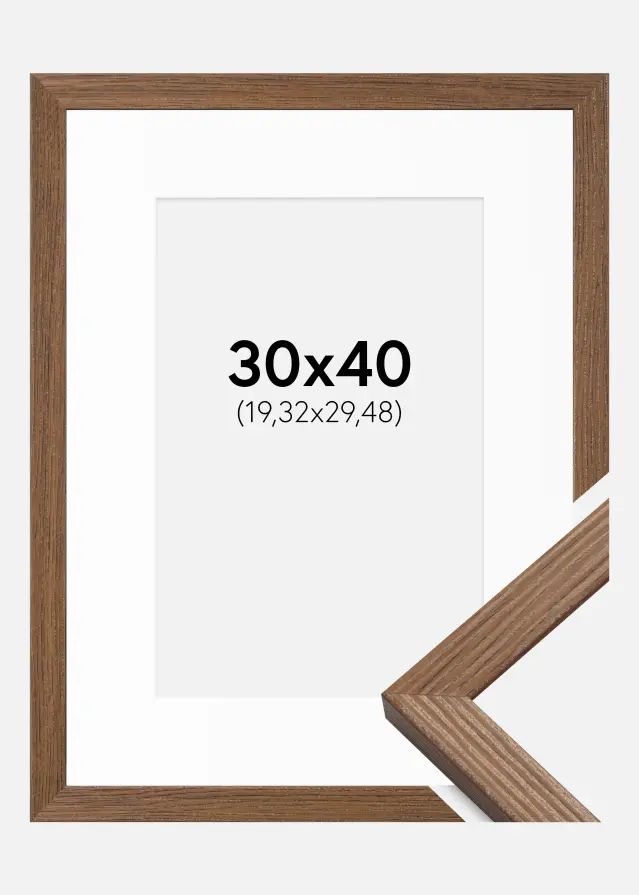 Ram med passepartou Frame Fiorito Dark Oak 30x40 cm - Picture Mount White 8x12 inches