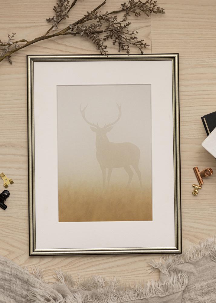 Ram med passepartou Frame Horndal Silver 35x50 cm - Picture Mount White 10x15 inches