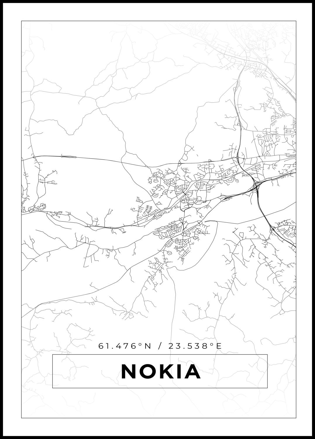 Product Image for Map - Nokia - White Poster (40x50 cm)