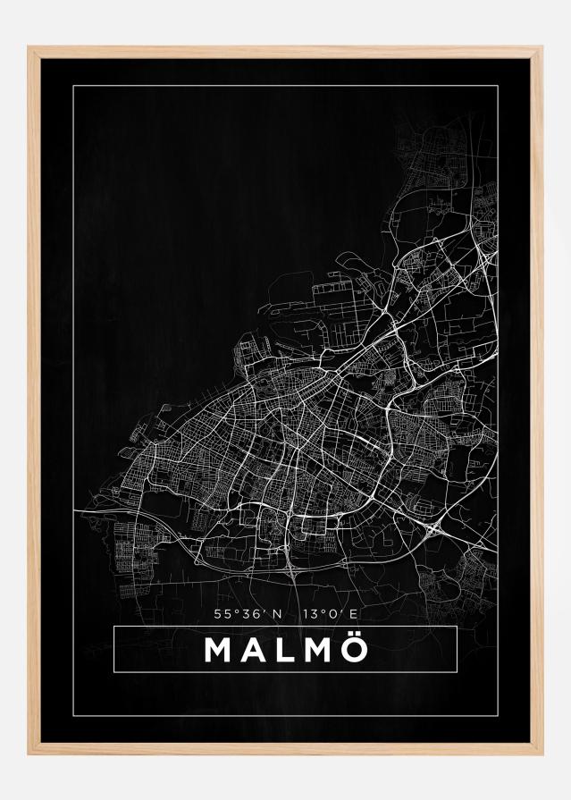 Bildverkstad Map - Malmö - Black Poster