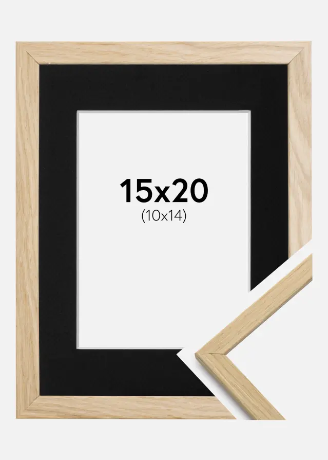 Ram med passepartou Frame Edsbyn Oak 15x20 cm - Picture Mount Black 11x15 cm