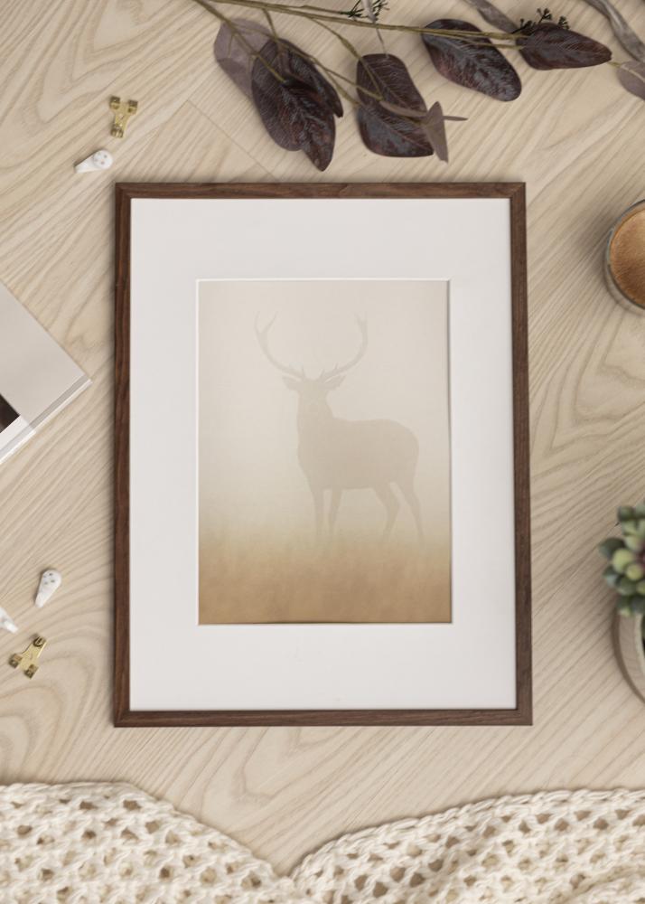 Ram med passepartou Frame Galant Walnut 40x40 cm - Picture Mount White 30x30 cm