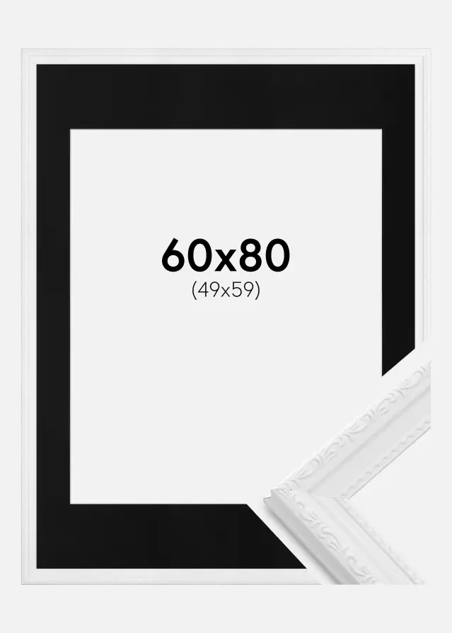 Ram med passepartou Frame Abisko White 60x80 cm - Picture Mount Black 50x60 cm