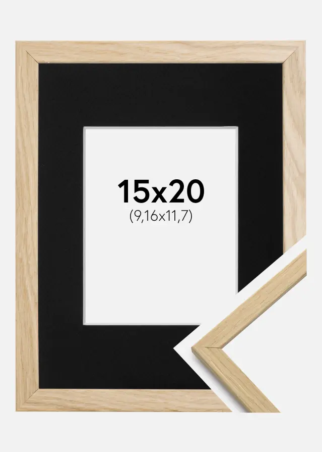 Ram med passepartou Frame Edsbyn Oak 15x20 cm - Picture Mount Black 4x5 inches