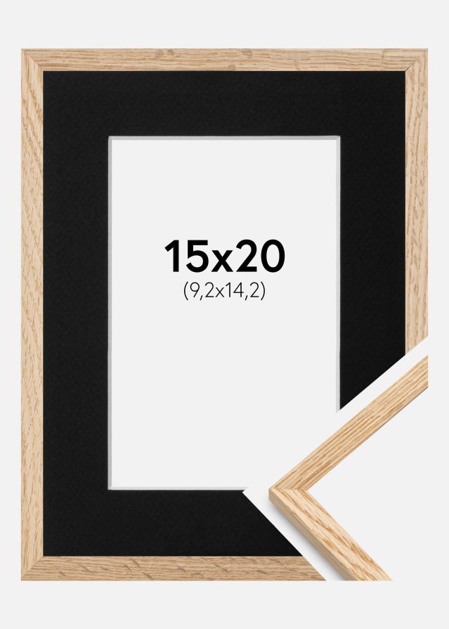 Ram med passepartou Frame Narrow Oak 15x20 cm - Picture Mount Black 4x6 inches