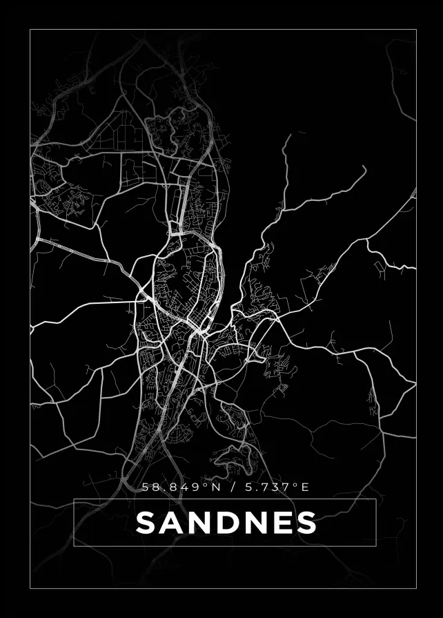 Bildverkstad Map - Sandnes - Black Poster