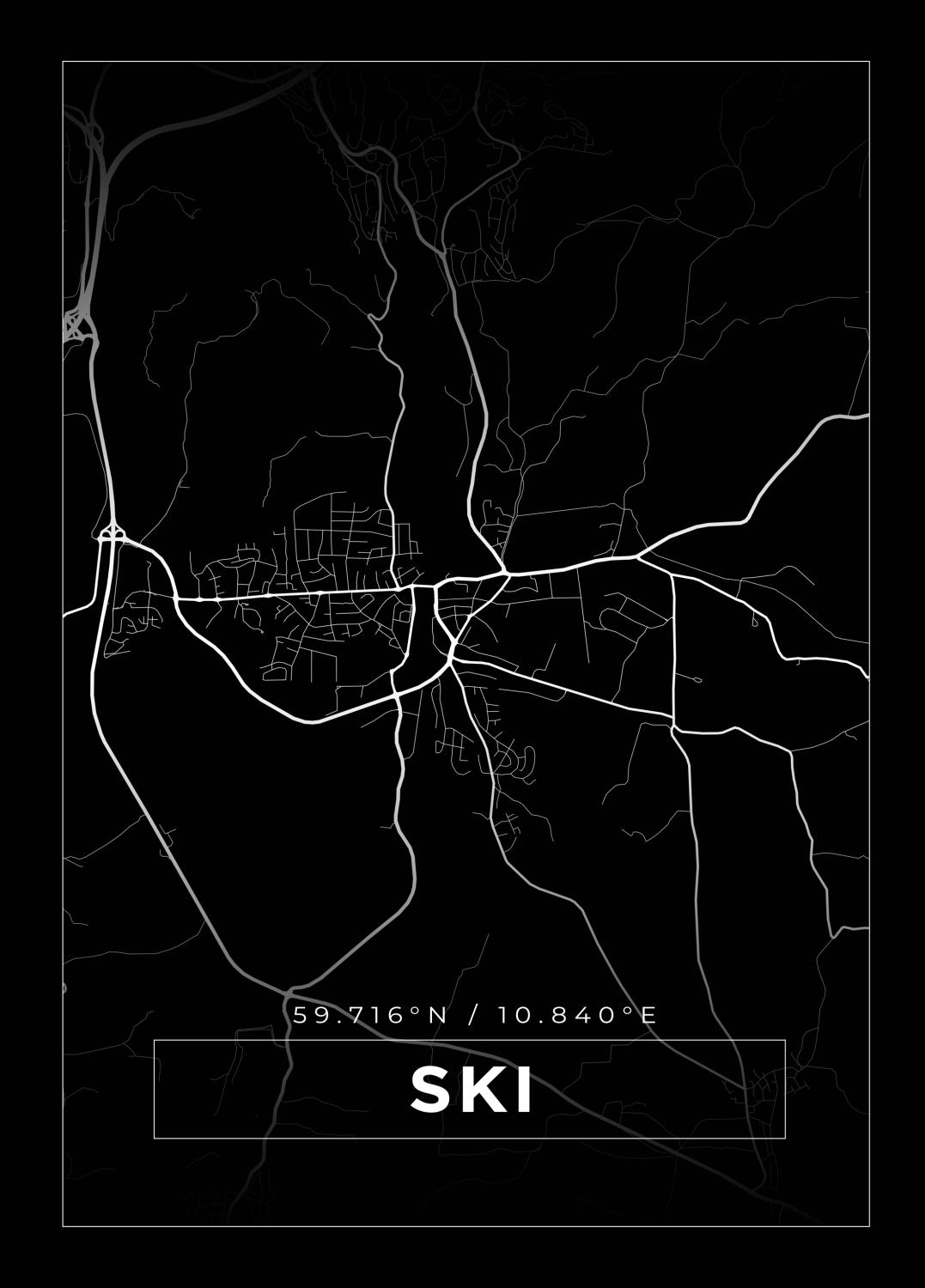 Product Image for Map - Ski - Black Poster (21x29.7 cm (A4))