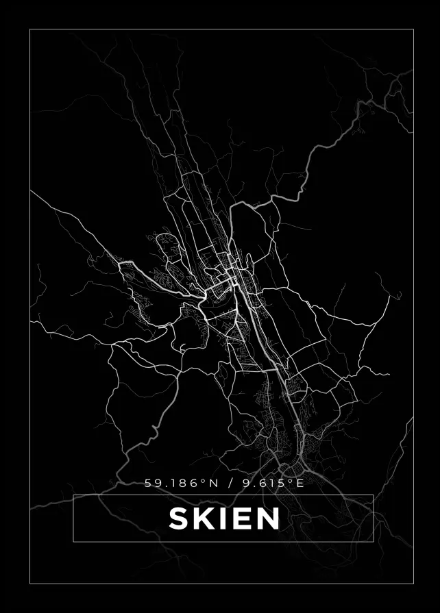 Bildverkstad Map - Skien - Black Poster