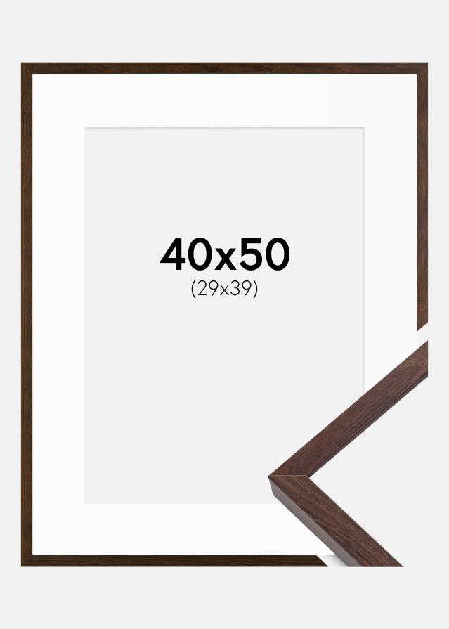 Ram med passepartou Frame E-Line Walnut 40x50 cm - Picture Mount White 30x40 cm