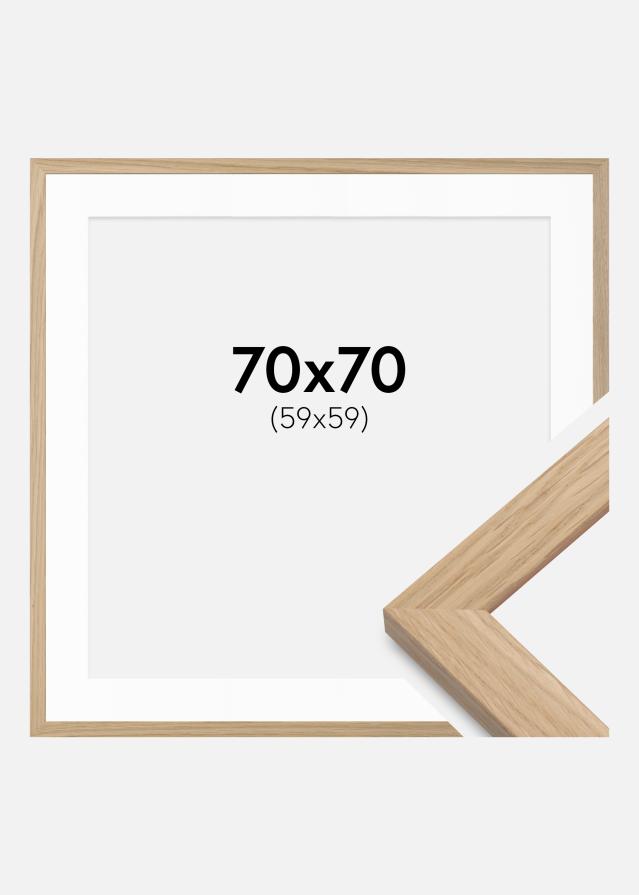 Ram med passepartou Frame Oak Wood 70x70 cm - Picture Mount White 60x60 cm