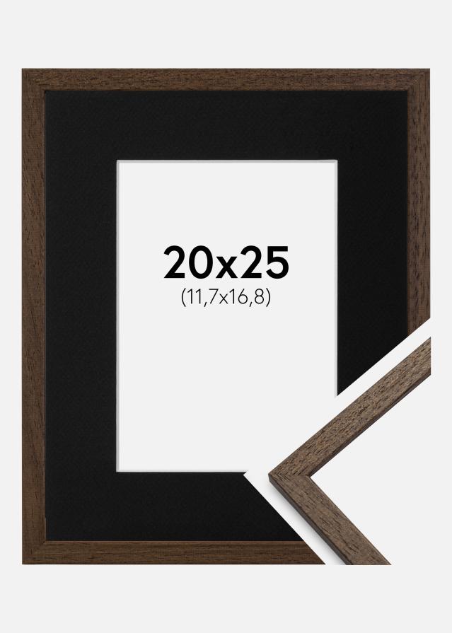 Ram med passepartou Frame Edsbyn Walnut 20x25 cm - Picture Mount Black 5x7 inches