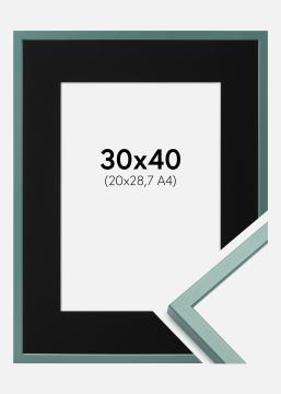 Ram med passepartou Frame E-Line Green 30x40 cm - Picture Mount Black 21x29.7 cm (A4)