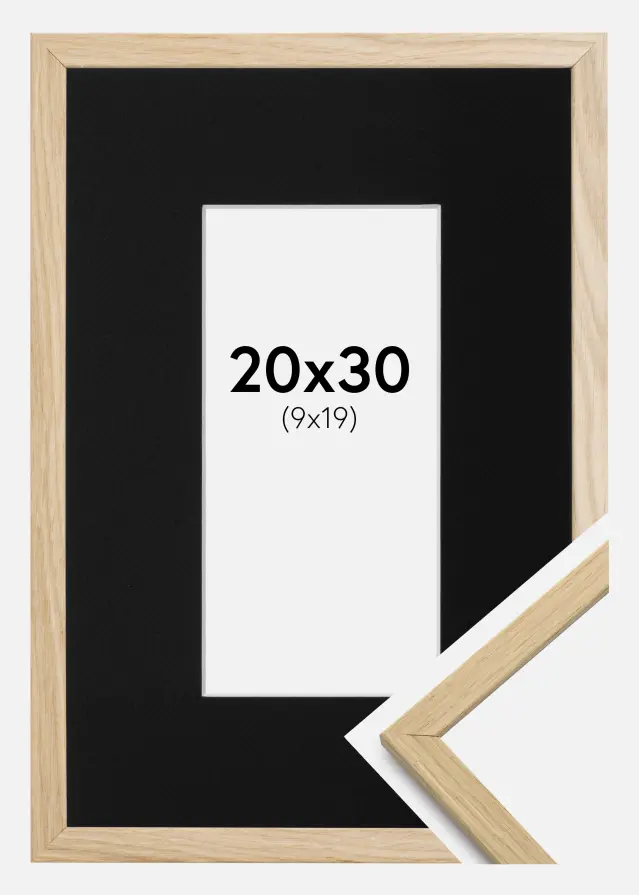 Ram med passepartou Frame Edsbyn Oak 20x30 cm - Picture Mount Black 10x20 cm