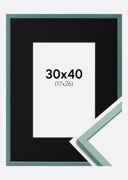 Ram med passepartou Frame E-Line Green 30x40 cm - Picture Mount Black 18x27 cm