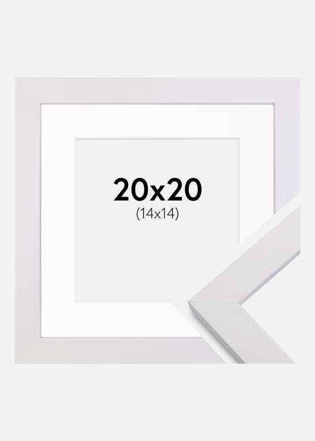 Ram med passepartou Frame White Wood 20x20 cm - Picture Mount White 15x15 cm