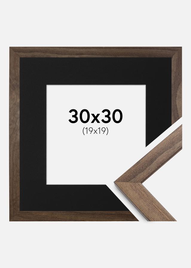Ram med passepartou Frame Stilren Walnut 30x30 cm - Picture Mount Black 20x20 cm