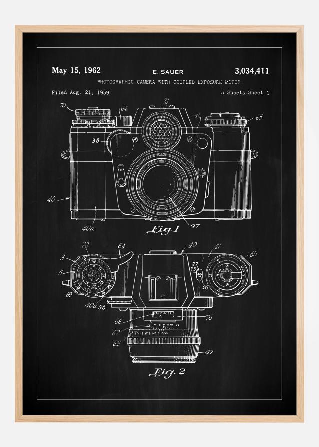 Bildverkstad Patent drawing - Camera I - Black Poster