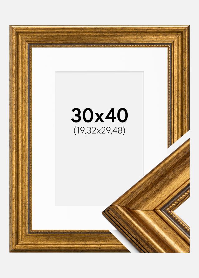 Ram med passepartou Frame Rokoko Gold 30x40 cm - Picture Mount White 8x12 inches