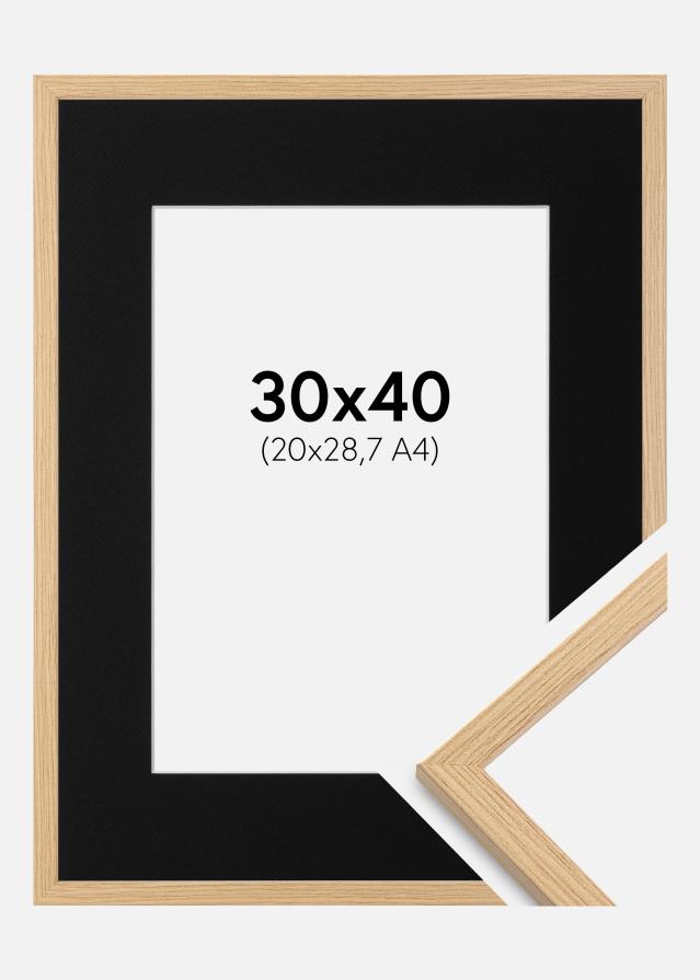 Ram med passepartou Frame Galant Oak 30x40 cm - Picture Mount Black 21x29.7 cm (A4)