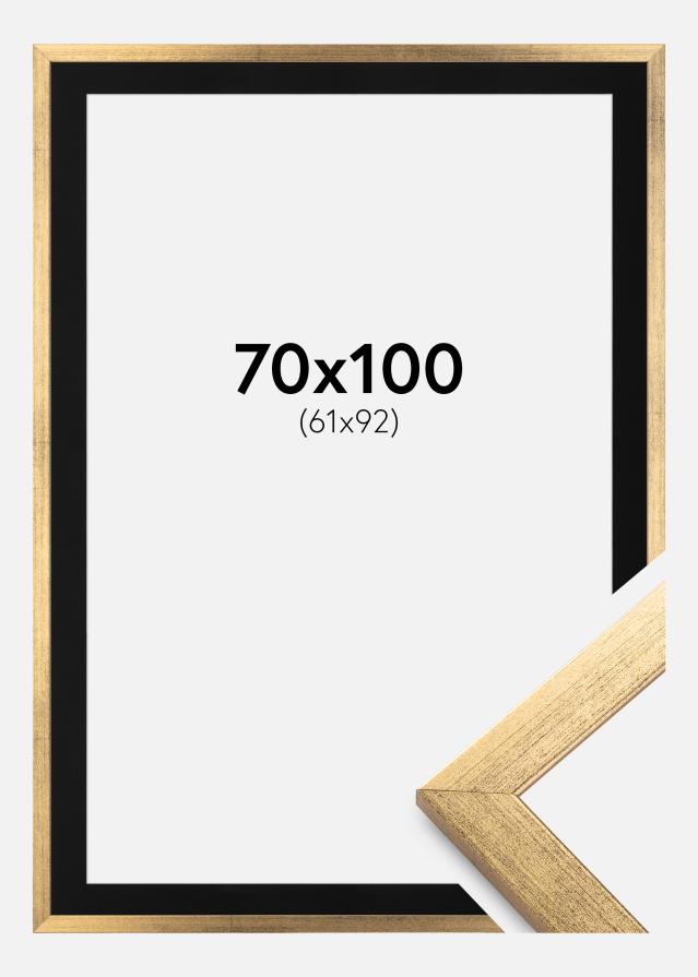 Ram med passepartou Frame Stilren Gold 70x100 cm - Picture Mount Black 62x93 cm