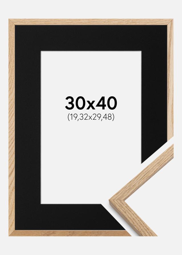 Ram med passepartou Frame Oslo Oak 30x40 cm - Picture Mount Black 8x12 inches