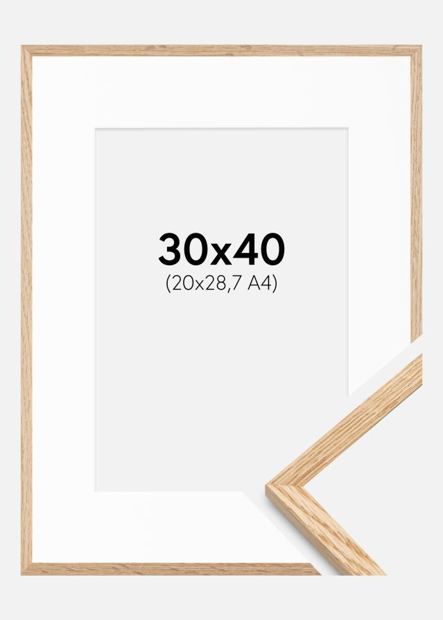 Ram med passepartou Frame Narrow Oak 30x40 cm - Picture Mount White 21x29.7 cm (A4)
