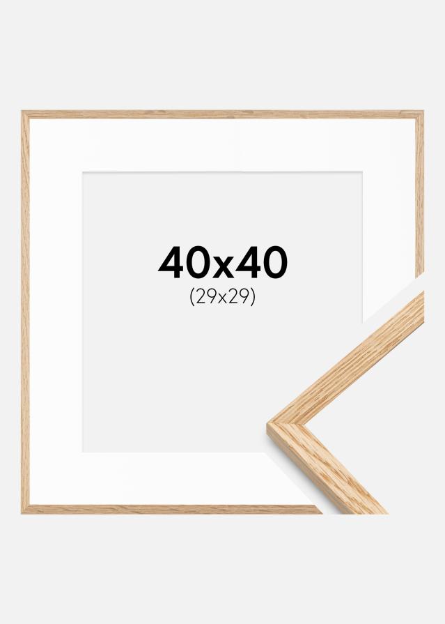 Ram med passepartou Frame Narrow Oak 40x40 cm - Picture Mount White 30x30 cm