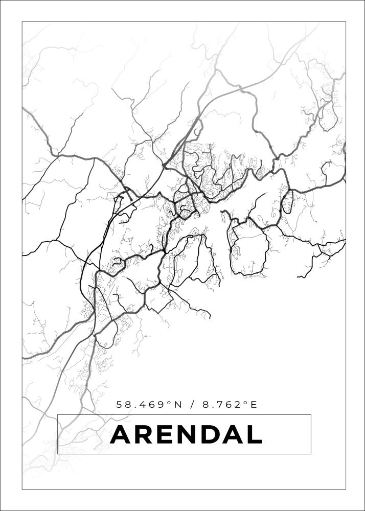 Bildverkstad Map - Arendal - White Poster