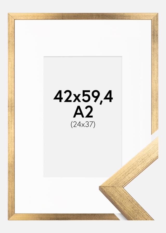 Ram med passepartou Frame Stilren Gold 42x59.4 cm (A2) - Picture Mount White 25x38 cm