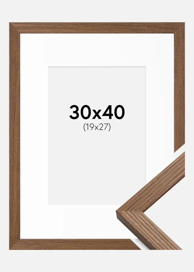 Ram med passepartou Frame Fiorito Dark Oak 30x40 cm - Picture Mount White 20x28 cm