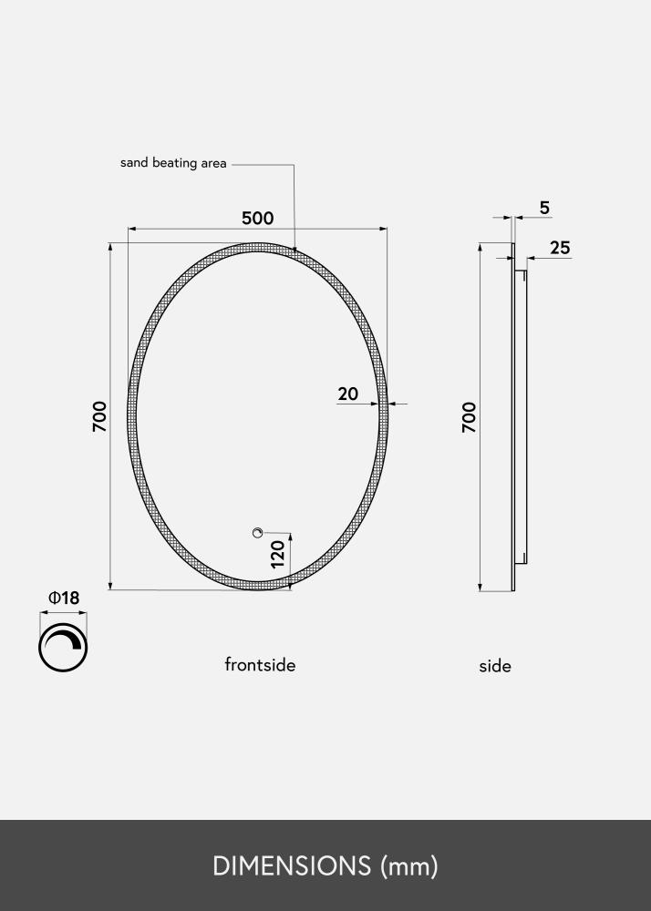 KAILA KAILA Mirror Oval LED 50x70 cm