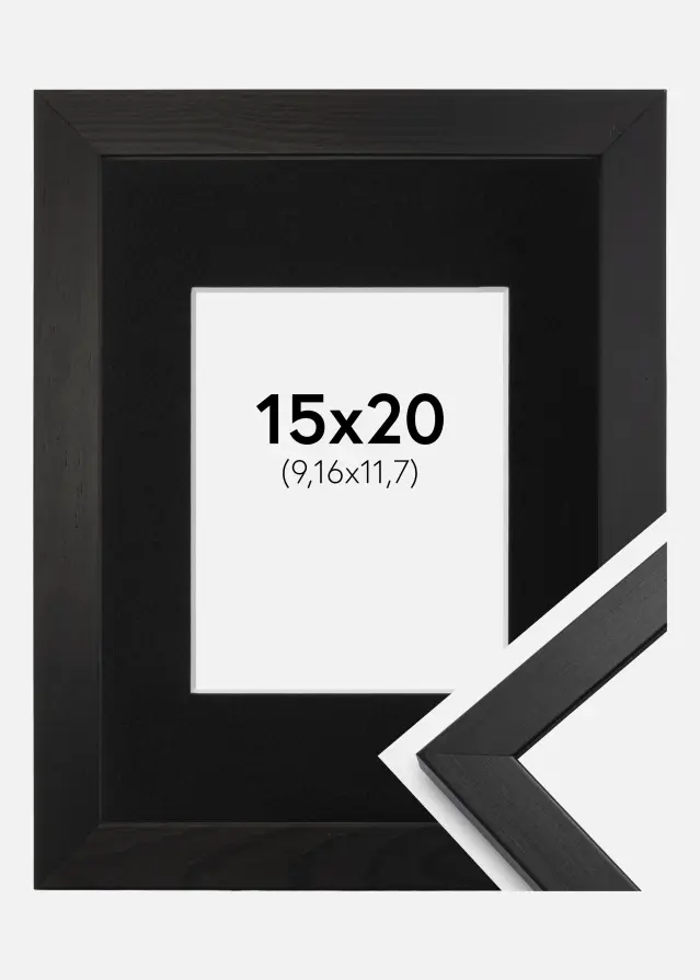 Ram med passepartou Frame Stilren Black 15x20 cm - Picture Mount Black 4x5 inches