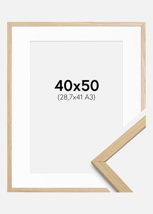 Ram med passepartou Frame Edsbyn Oak 40x50 cm - Picture Mount White 29.7x42 cm