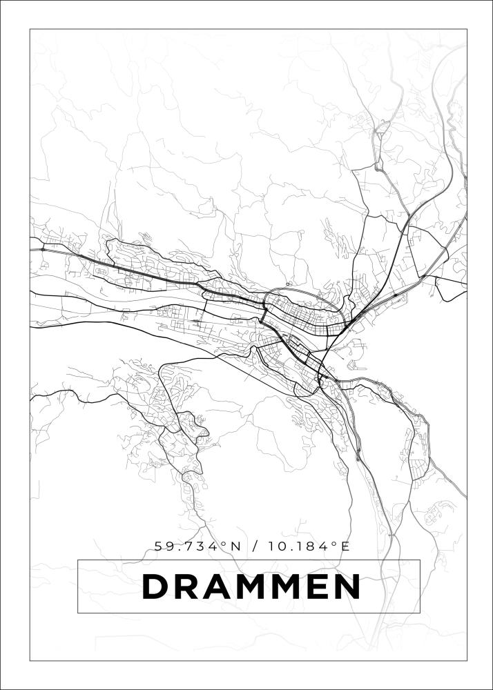 Bildverkstad Map - Drammen - White Poster