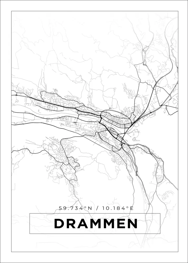 Bildverkstad Map - Drammen - White Poster