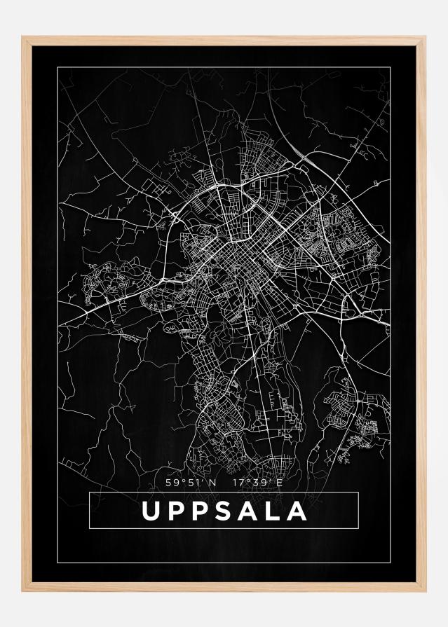 Bildverkstad Map - Uppsala - Black Poster