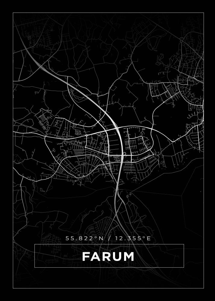 Bildverkstad Map - Farum - Black Poster